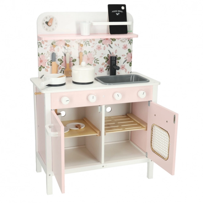 Kinder houten keukentje Lulilo Flora roze