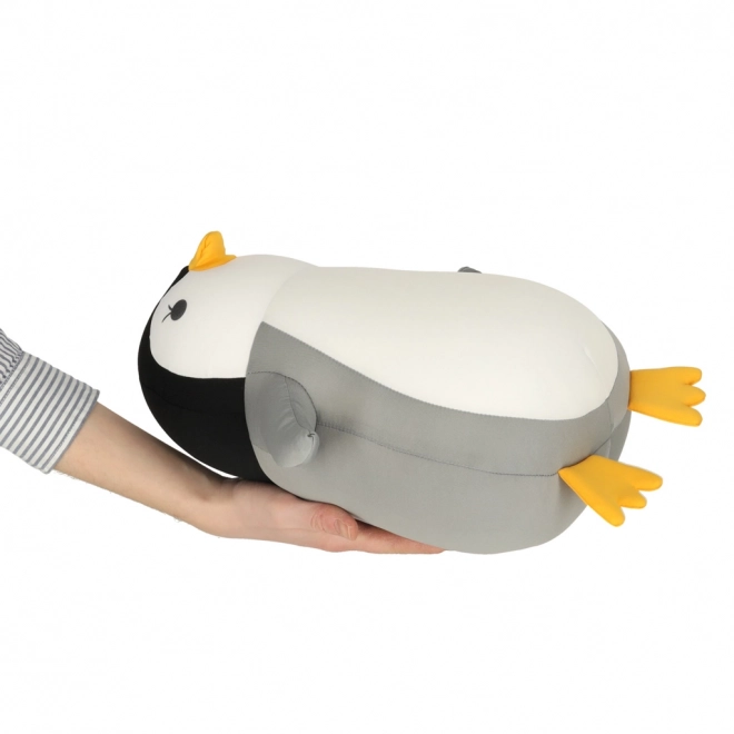 Reiskussen 2-in-1 in de vorm van een croissant en pluche pinguïn
