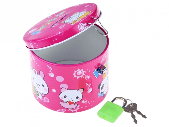 Roze metalen spaarpot