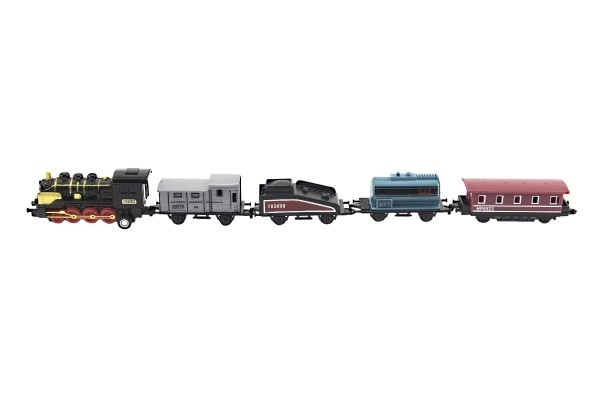 Trein met wagons 5 stuks, metaal/kunststof, 8 cm, met terugtrekmechanisme