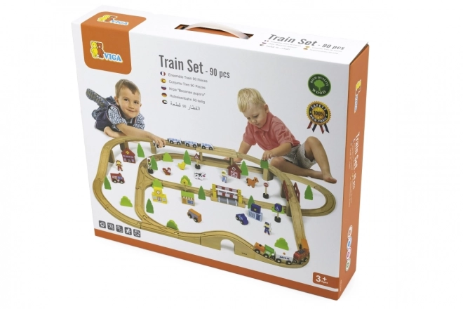 Viga Houten Treinbaan 90 stuks