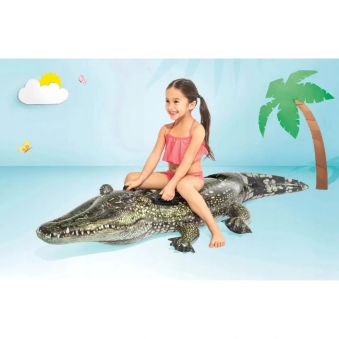 Opblaaskrokodil ligbed met handvatten 170x86cm vanaf 3 jaar