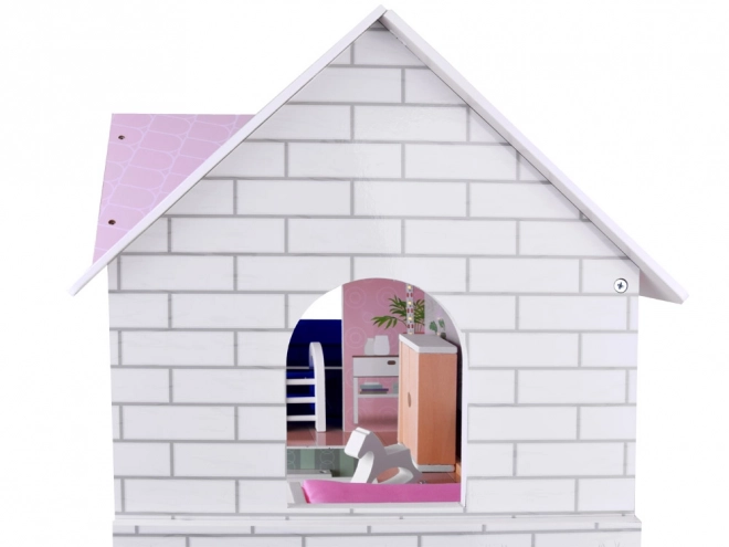 Houten poppenhuis met zwembad en LED-verlichting
