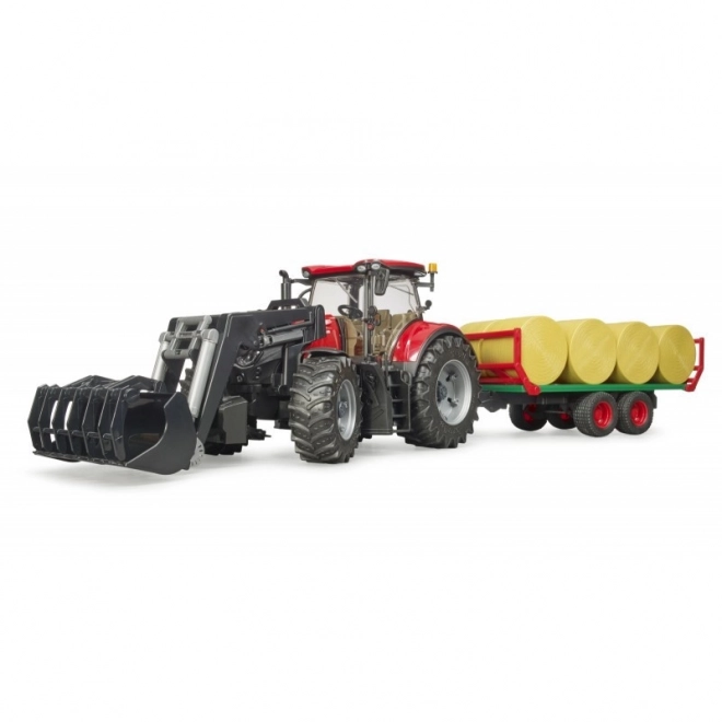 Bruder Tractor Case IH Optum 300 CVX met frontlader en balenwagen