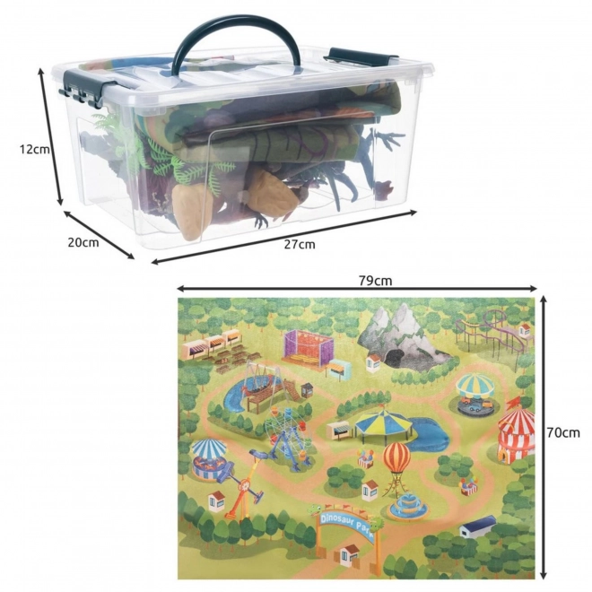 Set van dinosaurusfiguren met speelmat en koffer