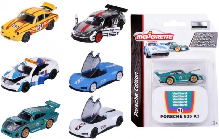 Metalen autootje Porsche Motorsport Deluxe 1:64 met verzamelblik