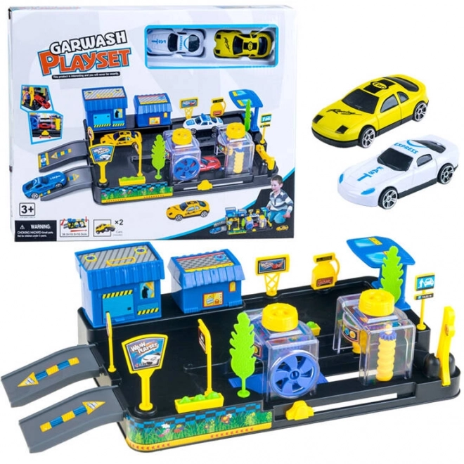 Autowasstraat en benzinestation voor auto's