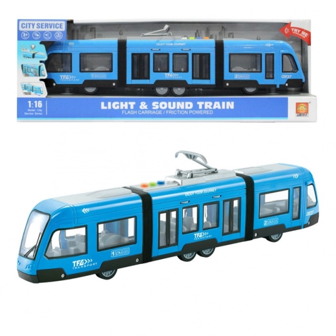 Tram 1:16 met vliegwiel, met openslaande deuren en licht- en geluidseffecten