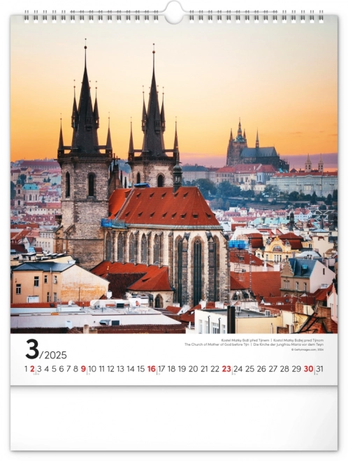 Muurkalender Praag 2025, 30 × 34 cm