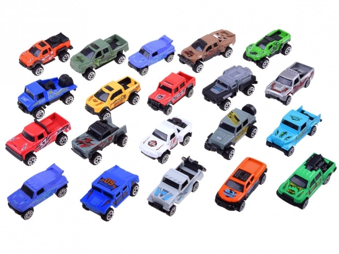 Grote set van 20 metalen autootjes – terreinwagens en pick-ups