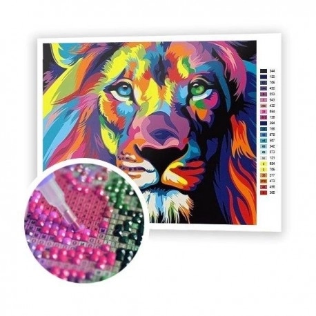 Set voor diamant schilderen - regenboog leeuw