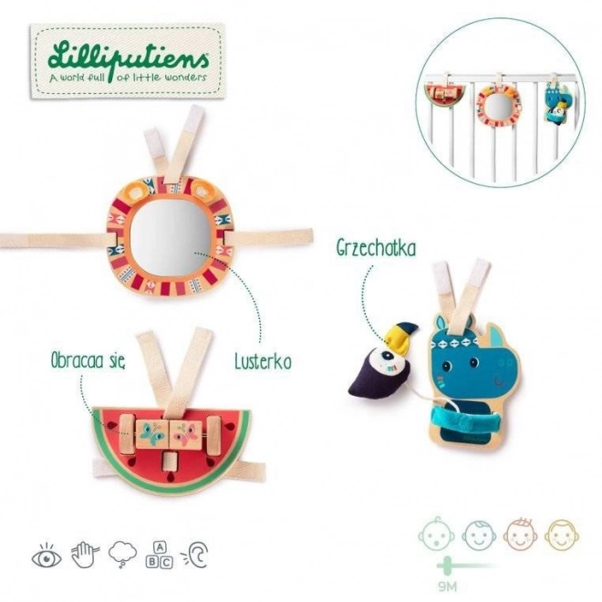 Lilliputiens - Houten hangende speeltjes Neushoorn Marius vanaf 9 maanden