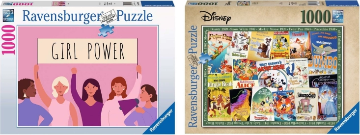 Ravensburger set van 2× puzzels van 1000 stukjes – Disney Vintage Movie Posters en Girl Power