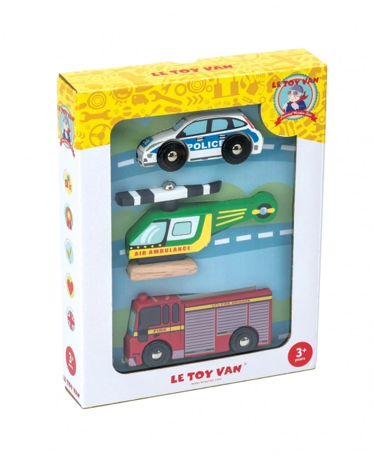 Le Toy Van set houten reddingsvoertuigjes