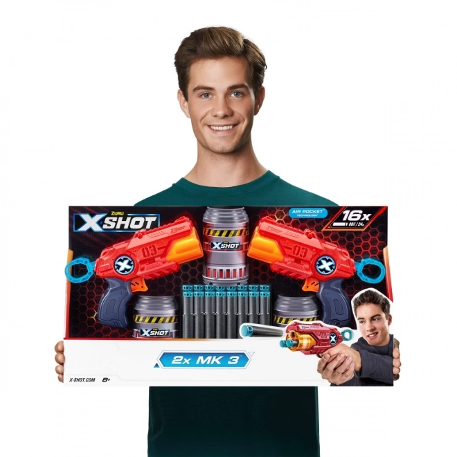 ZURU X-SHOT EXCEL MK 3 dubbelpak met roterende loop en 16 pijlen