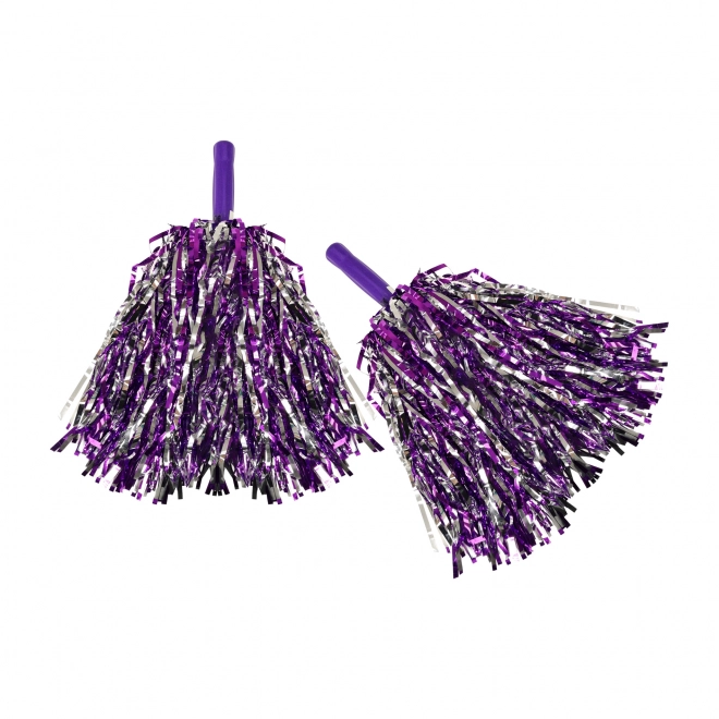 Waaier pom pom paars-zilver
