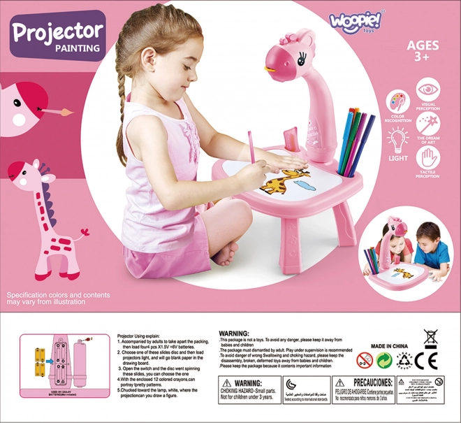Roze Giraf Tekenbord Projector met Stiften