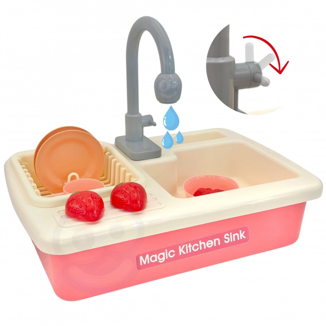 Spoelbak voor kinderen met stromend water - roze