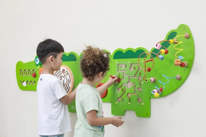 Houten montessori wandpaneel - krokodil