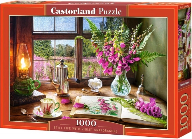 Puzzel 1000 stukjes - Stilleven met paarse leeuwenzoentjes
