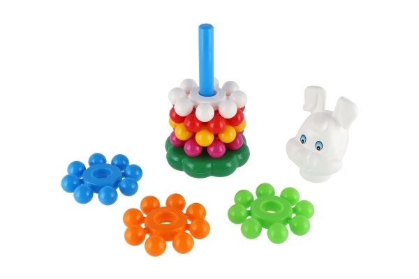 Stapelbare piramide met ringen van plastic 26cm in net 12m+
