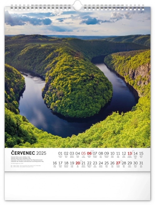 NOTIQUE Muurkalender Wandelen door het Tsjechische landschap 2025, 30 x 34 cm