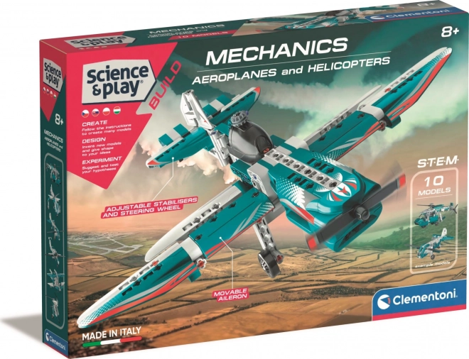 CLEMENTONI Science&Play Mechanische laboratorium Vliegtuigen en helikopters 10 in 1