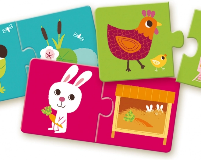 DJECO Dierenhuisjes Puzzel 12x2 Stukken