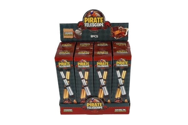 Piratenkijker kunststof 19cm 2 kleuren in doos 5x19x5cm 8 stuks in doos