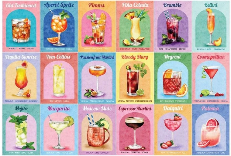 Kleurrijke cocktailpuzzel 1000 stukjes