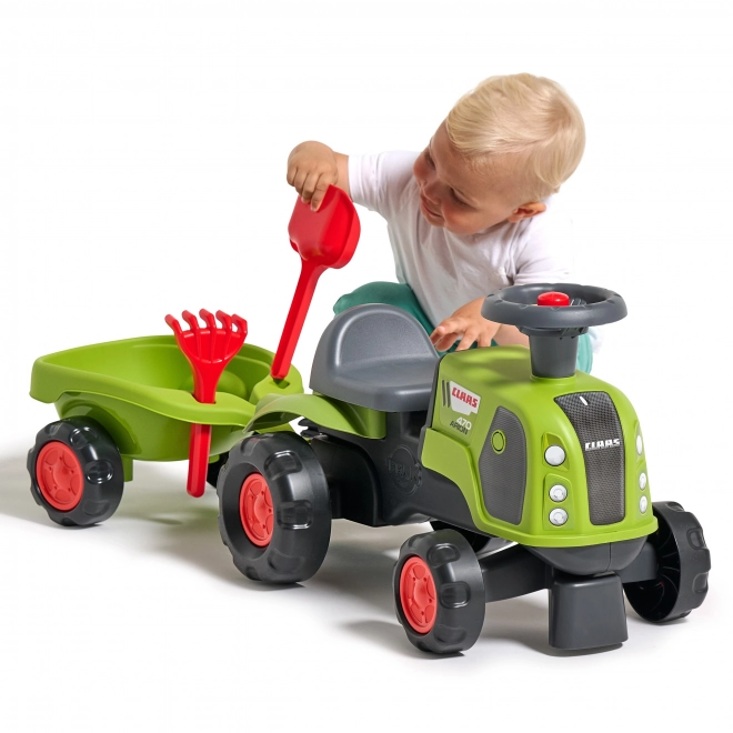 Falk kindertractor Claas 470 Arion groen met aanhanger en zandset
