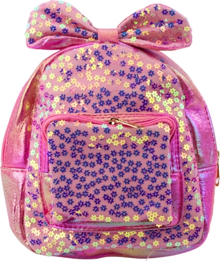 Roze kinder rugzak met pailletten en strik
