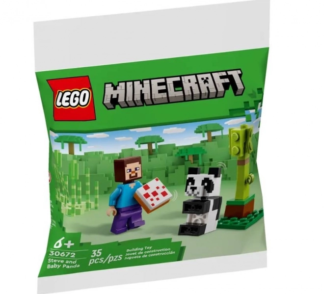 Bouwset Minecraft Steve en kleine panda