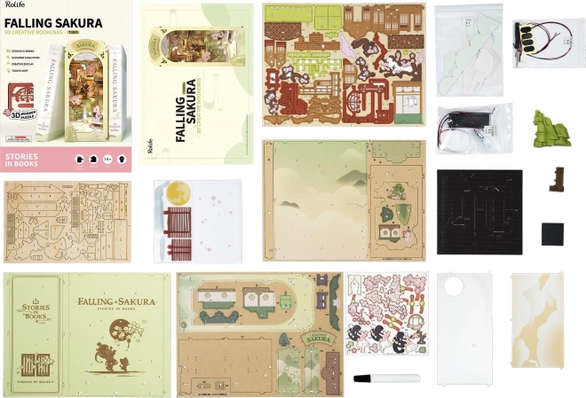 RoboTime 3D Puzzel Boekensteun "Falling Sakura" (hout)