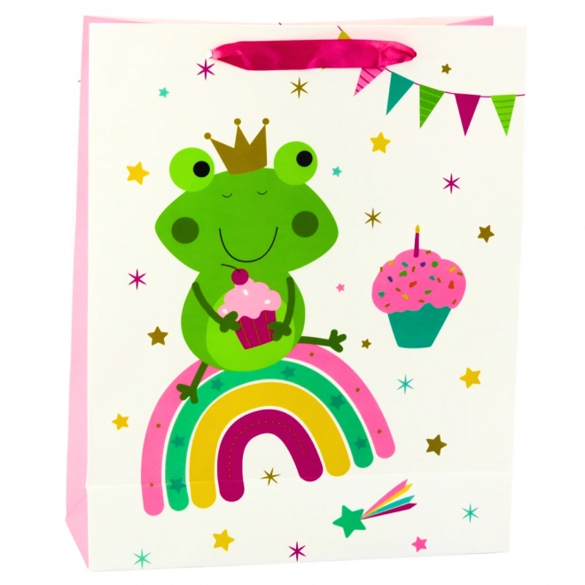 Cadeautas met kikker op regenboog