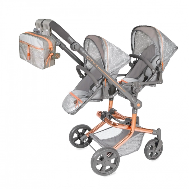Opvouwbare poppenwagen voor tweelingen met rugzak - CITY X