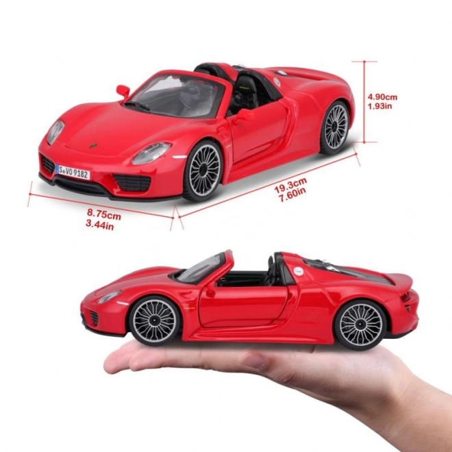 Metalen speelgoedauto Porsche 918 Spyder rood