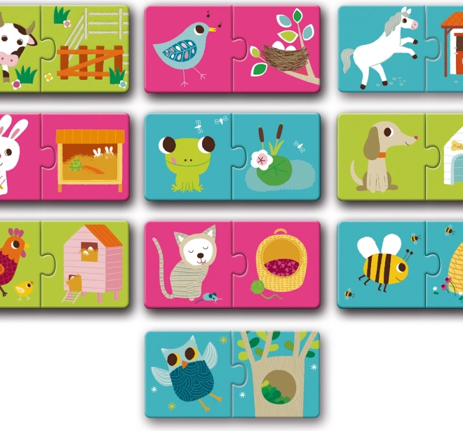 DJECO Dierenhuisjes Puzzel 12x2 Stukken