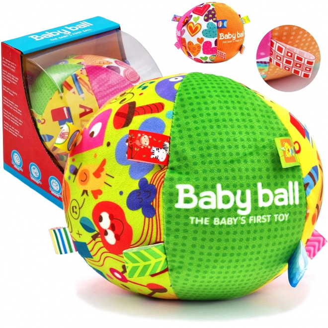 Zachte bal voor baby's met labels en geluiden