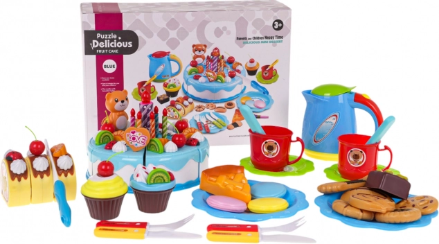 Kinderverjaardagset met taart en theeservies – Blauw