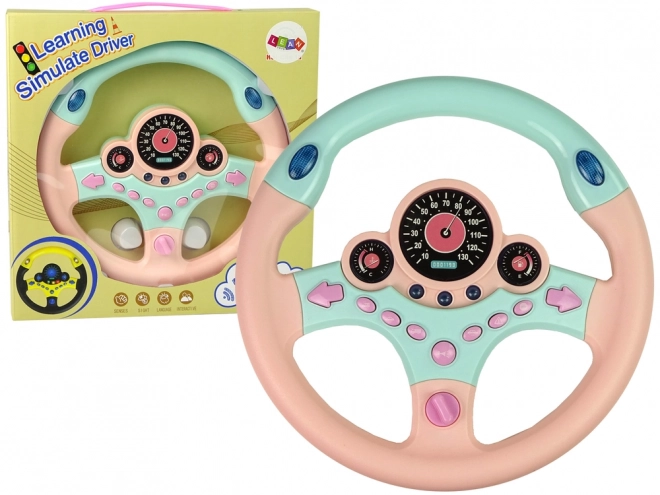 Interactief roze stuurwiel Rijsimulator Geluiden Lichten