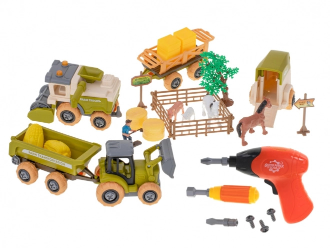 Boerenset met tractoren en boerderijdieren