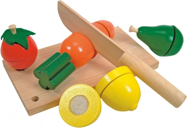 WOODY Houten snijplank met fruit en groenten om te snijden