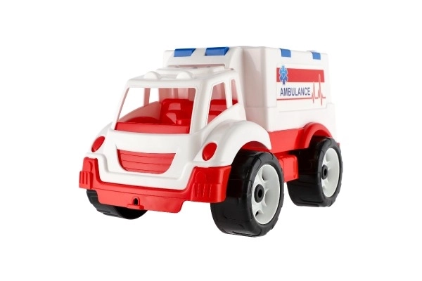 Wit plastic ambulance autootje
