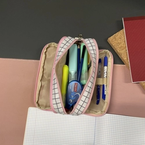 Driedubbele etui - geruite Maaleo24514