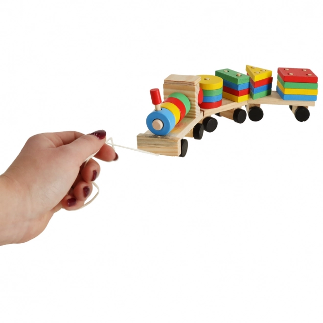 Houten treintje met vormen