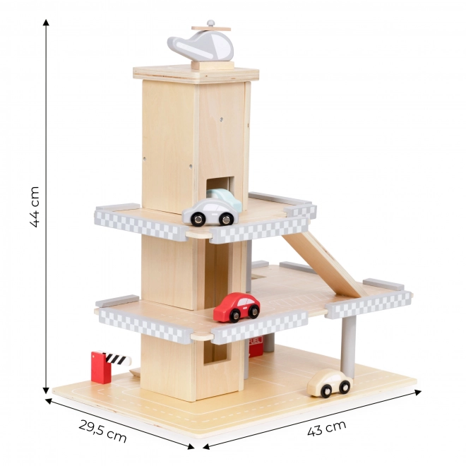 ECOTOYS Grote houten garage met lift en autootjes