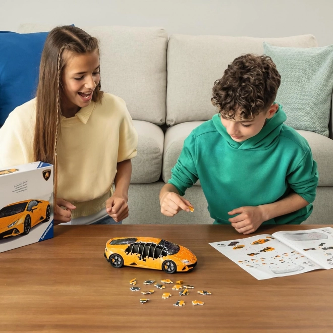 Puzzel 108 stukjes 3D Voertuigen Lamborghini Huracan Evo Arancio
