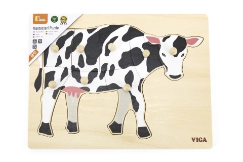 Houten Montessori inlegpuzzel - koe