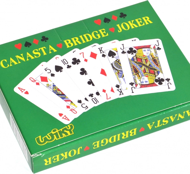 Speelkaarten voor Canasta in een papieren doosje